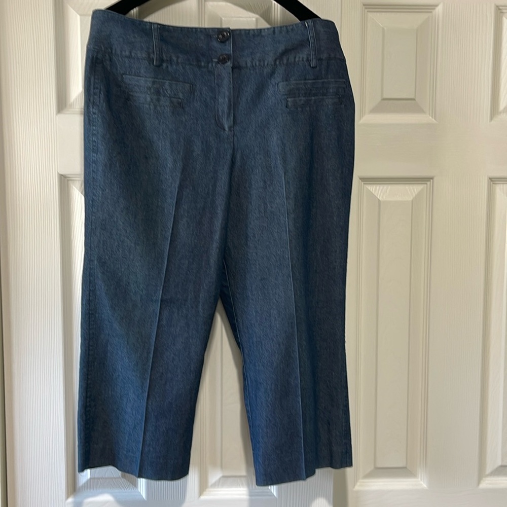 LARRY LEVINE STRETCH DENIM TROUSER STYLE CAPRIS SIZE 12P